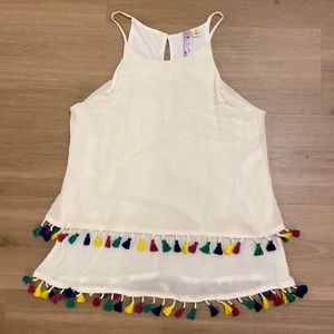 Halter top with colorful tassels